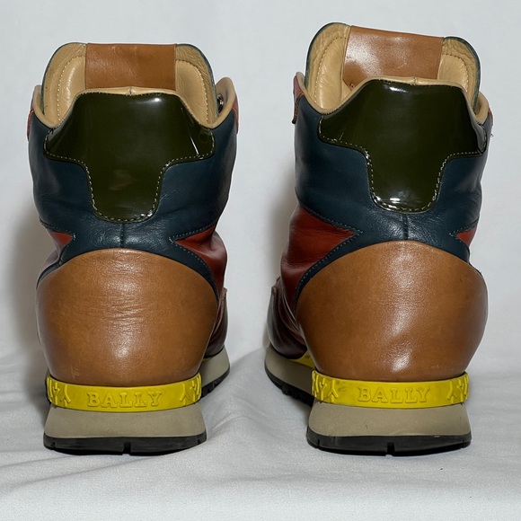BALLY Asiaki Colorblock Leather High-Top Trainers Sneaker in Pumpkin * US Sz 8.5 - Picture 13 of 16